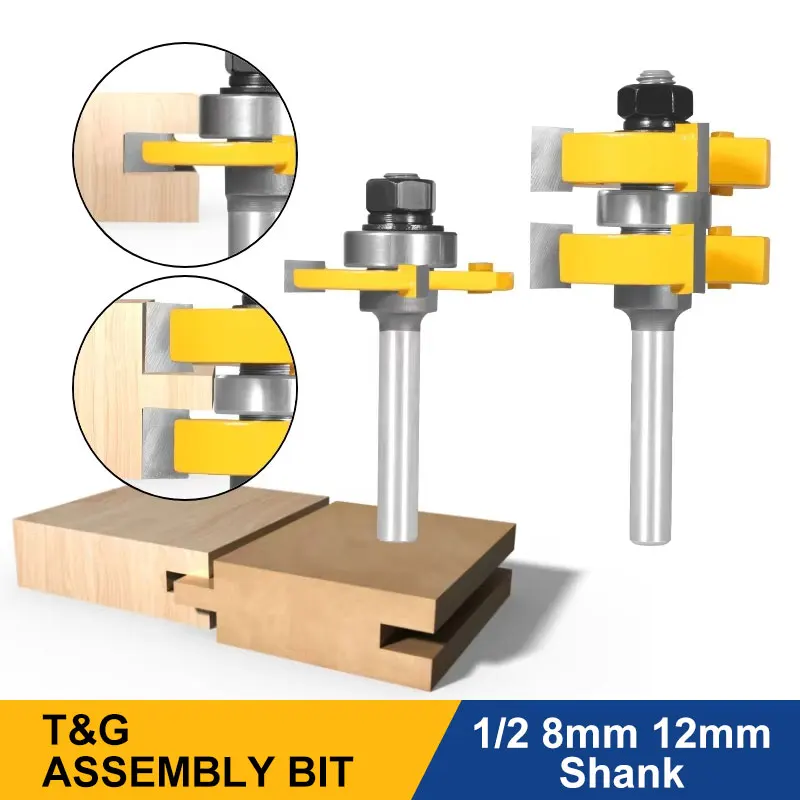 

Карбид вольфрама T&G, набор фрез с язычком и канавками, 3-зубая фреза с шипами «ласточкин хвост» и подшипником 8 мм 6 мм, деревообрабатывающая фреза