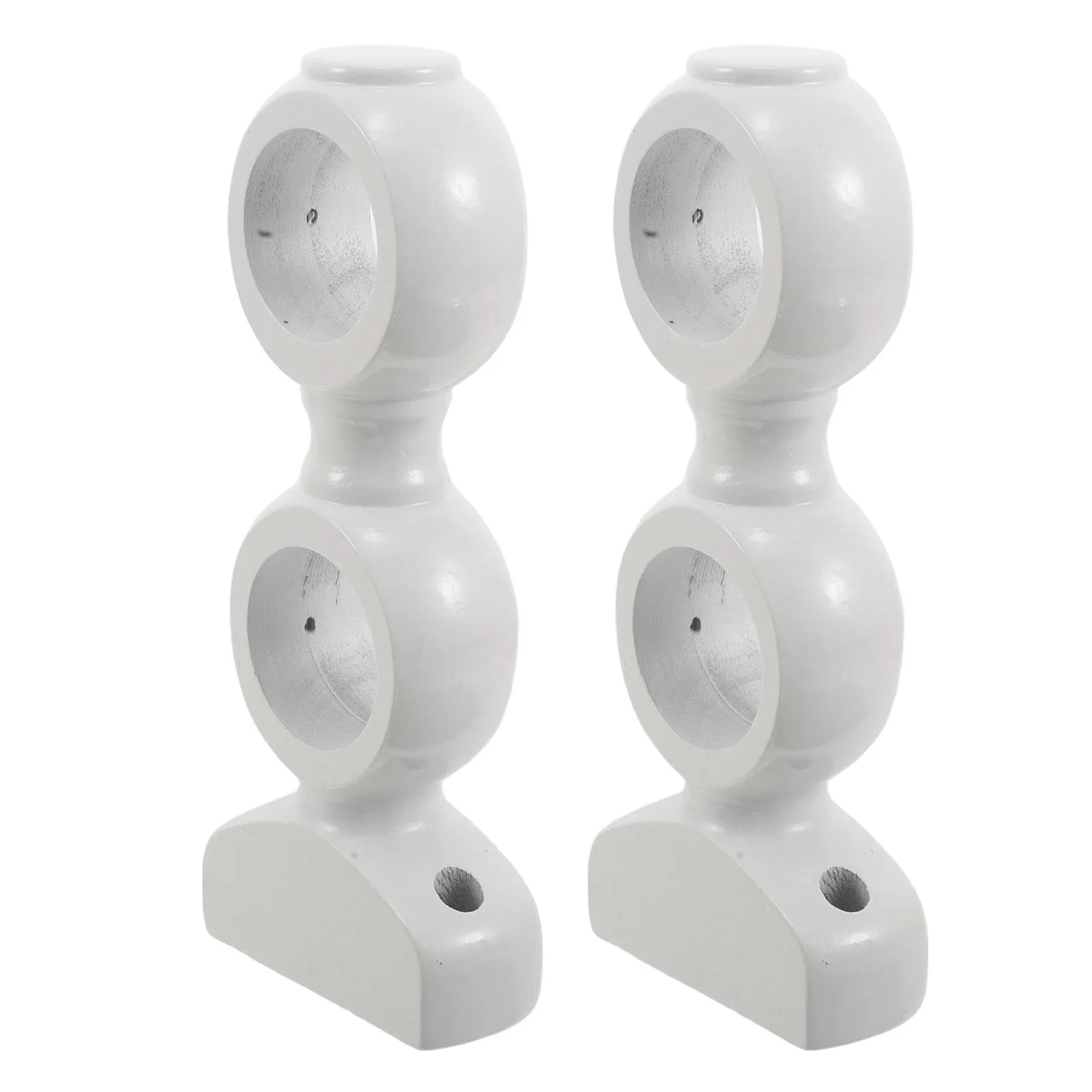 

2pcs Wooden Curtain Rod Bracket Holders Wall Mounted Heavy Duty Drapery Pole Supports For Window Treatments Decorative Home