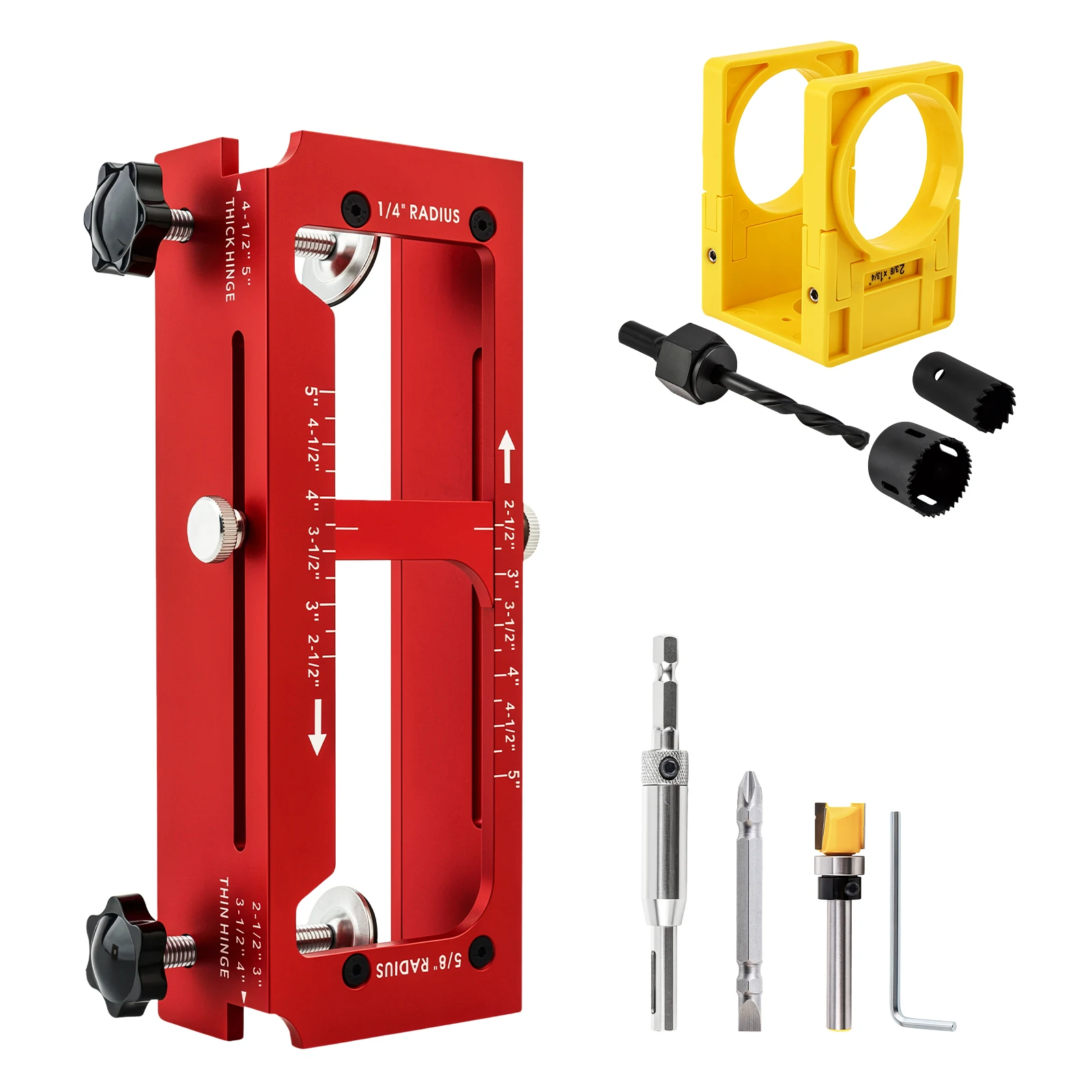 Door Hinge & Lock Installation Adjustable Aluminum Jig Router Bit for 1-3/8