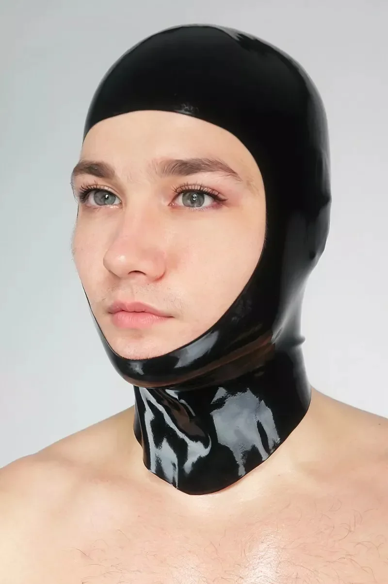 

customized Latex Mask Sexy fashion Rubber Hood Fetish Mask Latex Fetish Open design black chlorinated clubwear cosplay