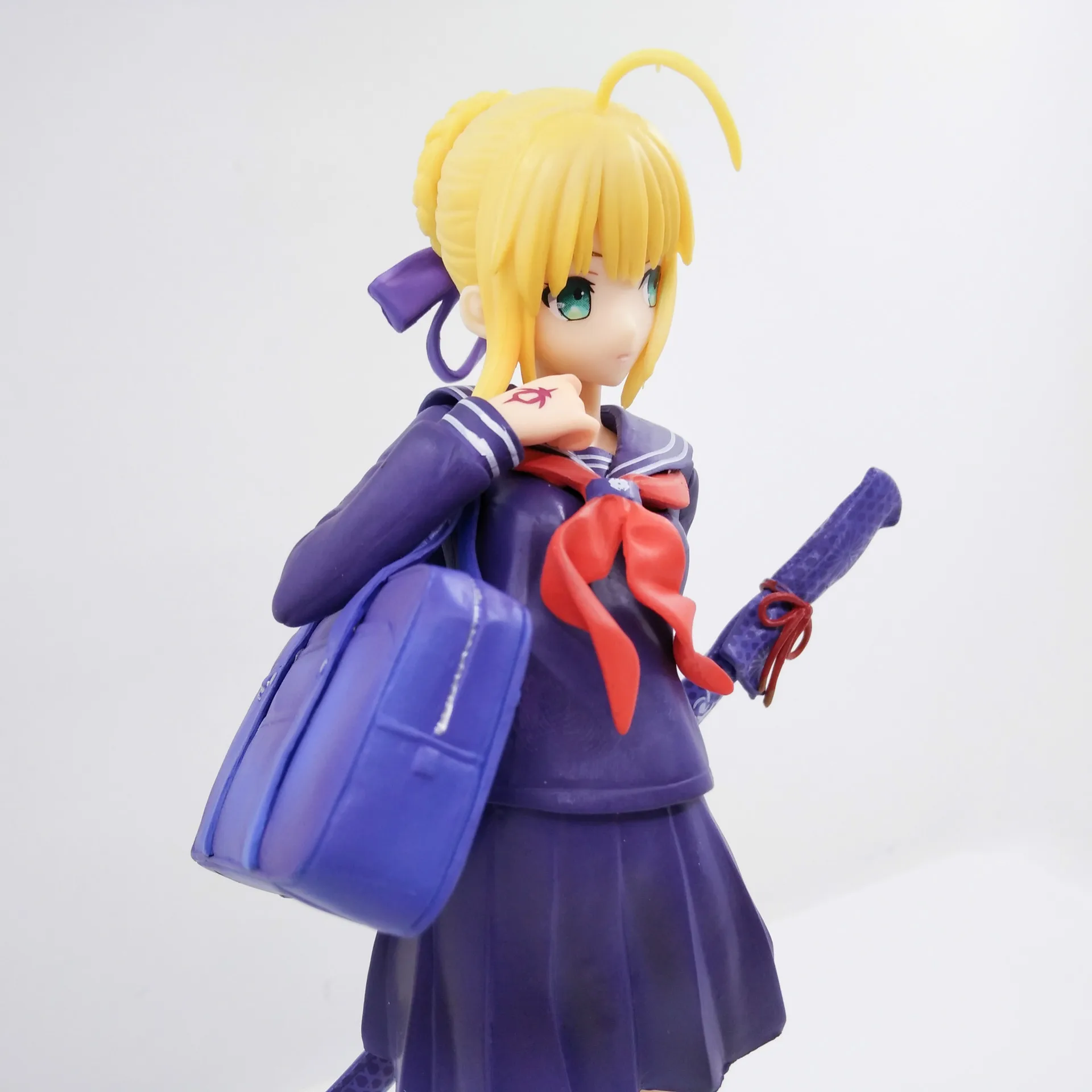 Anime Fate Grand Order Saber Altria Blue School Uniform Ver. Action Figure Model Toy 18cm