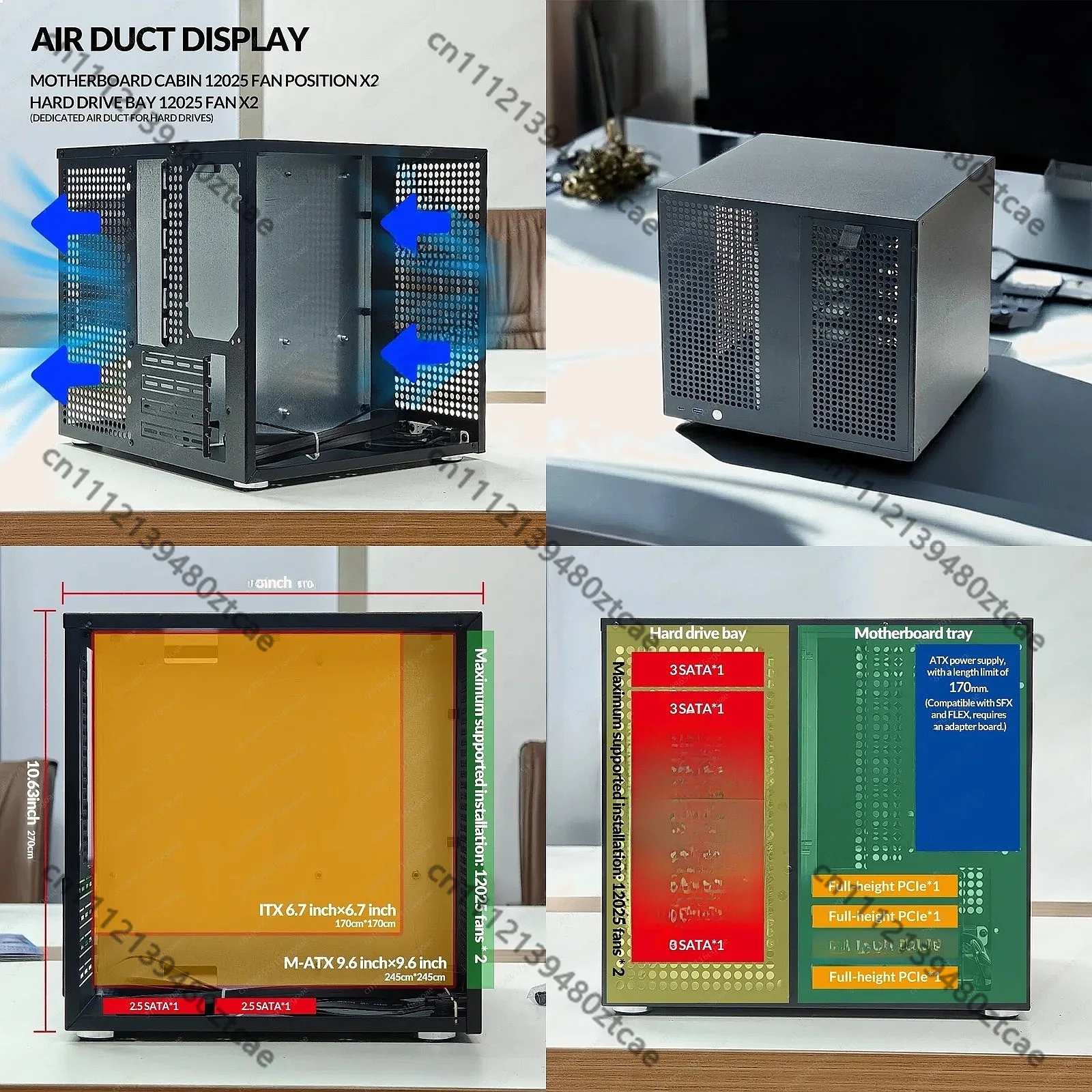 Sagittarius 8-Bay NAS Tower-Gehäuse ATX-Netzteil MATX Full-Height PCIe Backplane