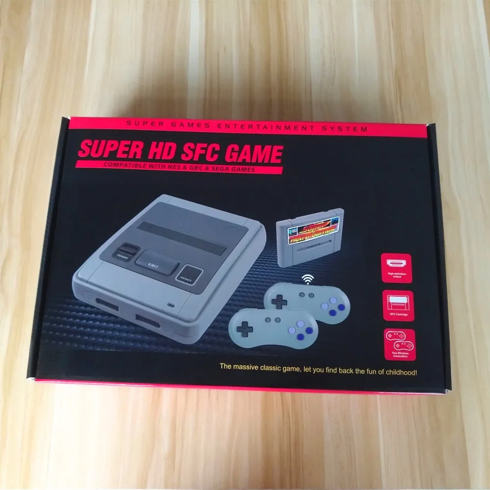 16 BIT Super Retro Video Game Console HD For Super SNES Built-in 518 Games 2.4G Wireless Controller