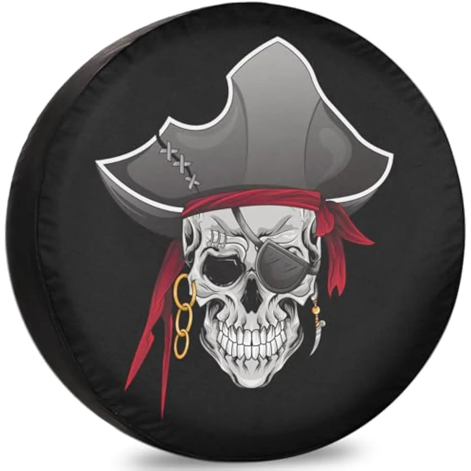 Pirate Skull With Eyepatch Spare Tire Cover Durable Protector for RV Camper Trailer SUV Van