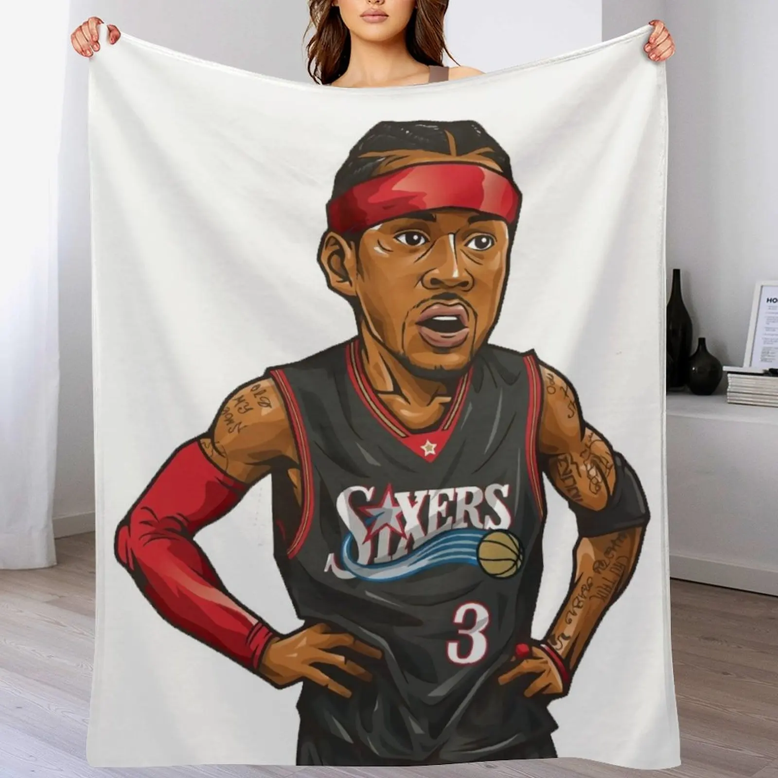 

Allen Iverson 3 Art Chibi Throw Blanket Hairy Bed Decorative Sofa Loose Blankets