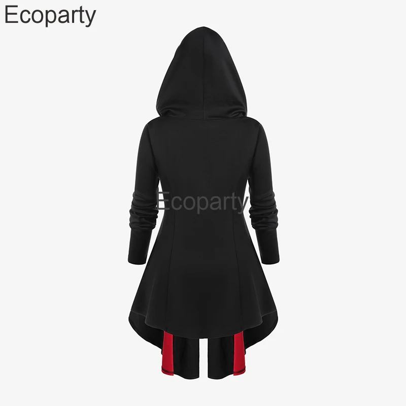 2023 Dames Veter Colorblock Gothic Capuchon Jas Lente Herfst Lange Mouwen Asymmetrische Rits Sweatshirts Voor Dames Hoodies