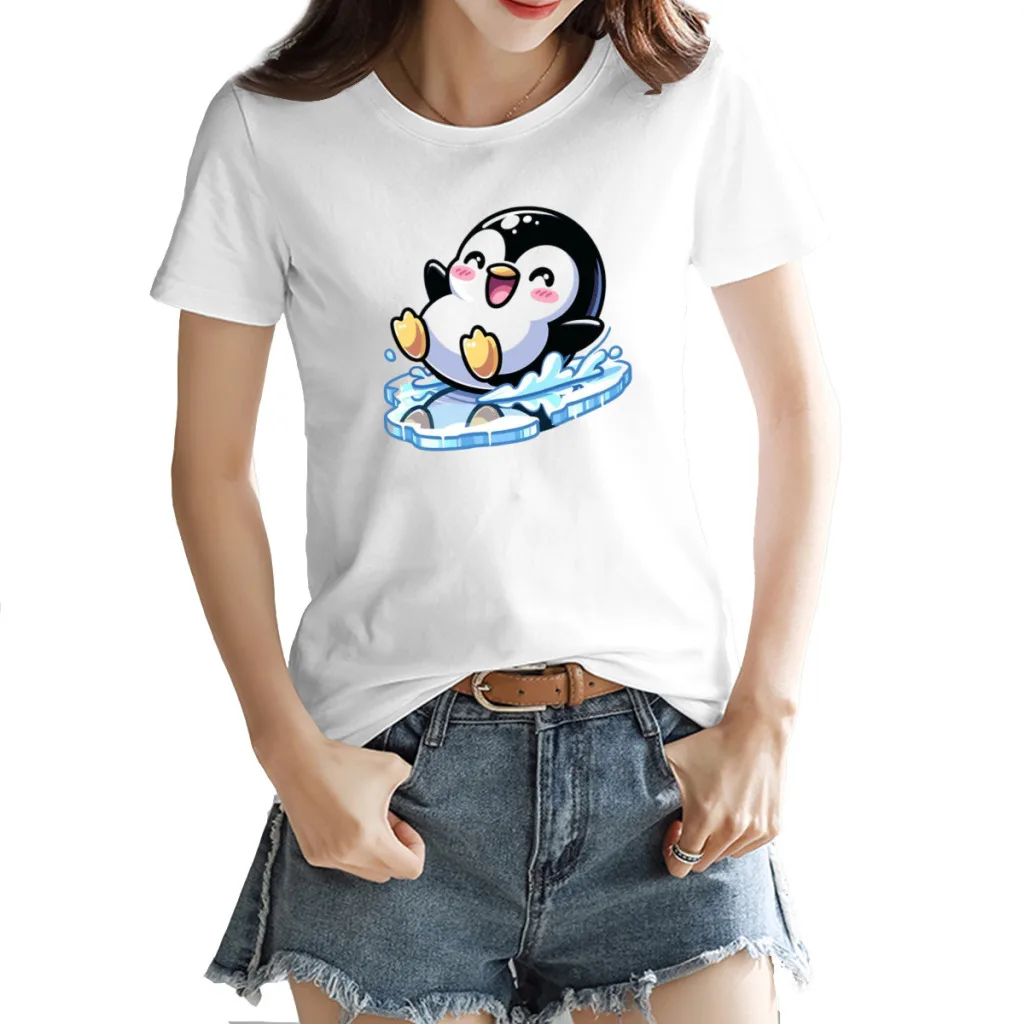 

Kawaii Penguin Women's Cotton Short Sleeve, Brand Loose Fit T-Shirt, Luxury Designer Top, Summer 2024 Mega Sale