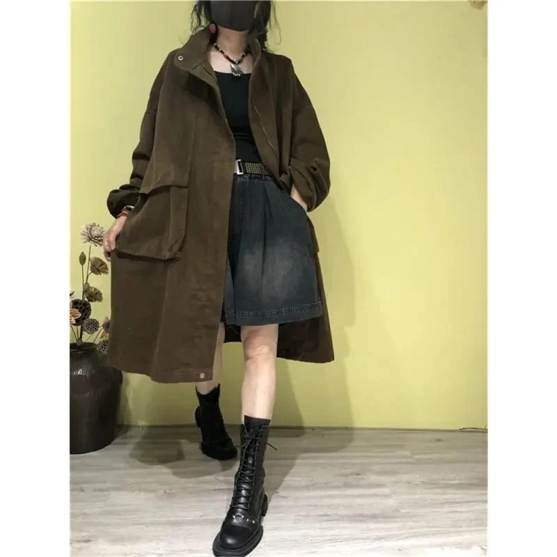 

2025 NEW Spring Autumn Winter Women's Trench Coat Coat Jacket Korean Style Loose Casual Windbreaker Outerwear Work Clothes