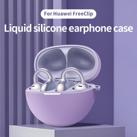 Liquid Silicone Earphone Case Solid Color Cover Headphone Shell Shockproof Skin For Huawei freeClip with hook