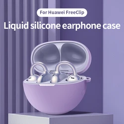 Liquid Silicone Earphone Case Solid Color Cover Headphone Shell Shockproof Skin For Huawei freeClip with hook