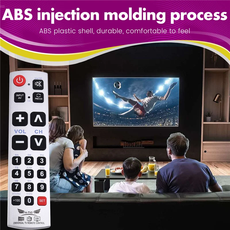 B86B-A-TV2 Big Button Universal TV Remote Control For Galaxy Matrix LED LCD Tvs Easy For Old People