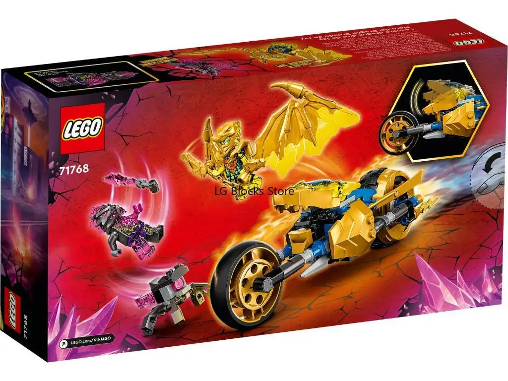 LEGO NINJAGO Jay\'s Golden Dragon Set, 71768 Toy Motorcycle with Dragon, Spider Figure & Jay Minifigure for Kids Birthday Gift