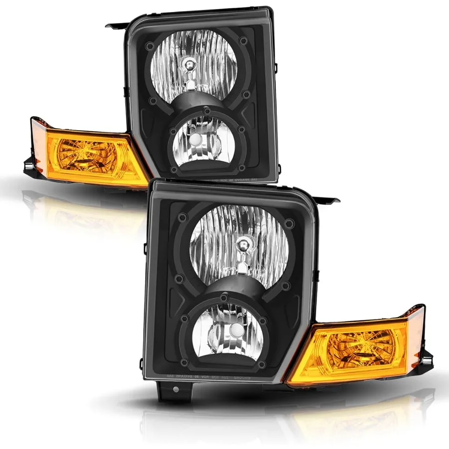 

Галогенные фары, совместимые с Jeep Commander 2006 2010, черный корпус, янтарный, прямая замена для левого водителя и правого планшета