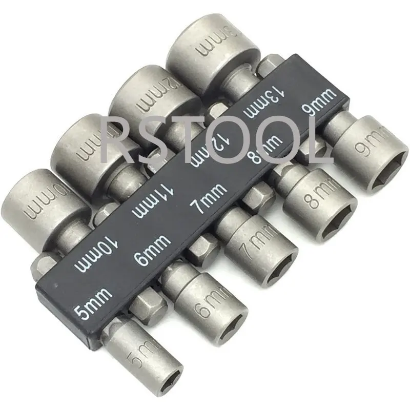 9/14pcs Power Hand Driver Drill Tools Set 5-13mm Metric Socket Wrench Set Power Nuts Driver Socket 1/4" Hex Shank Drill Bit Set