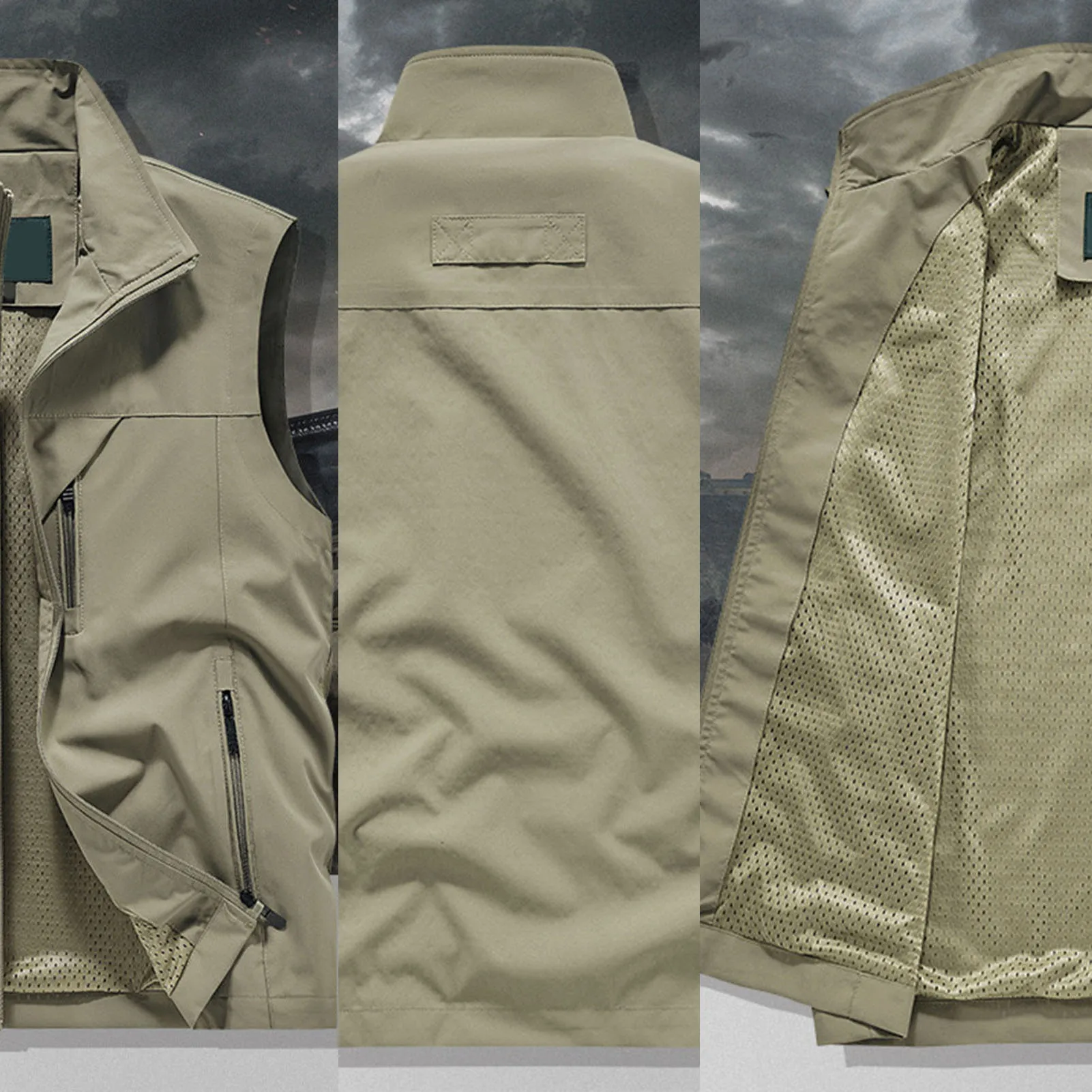 

2025 New Fashion Men's Vest Windproof Solid Sleeveless Jacket Motorcycle Ourdoor Waterproof Biker Vest for Men Clothing