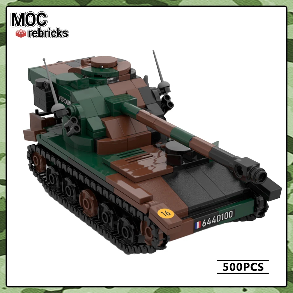 

Military Vehicle Series French Light Tank Cars 1:35 Scale MOC Building Block DIY Model Collection Experts Education Brick Toys