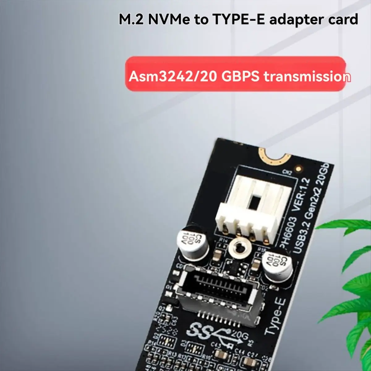 PH6603 M.2 MKEY PCIe to Front USB 3.2 20Gb M.2 NVME to TYPE-E Expansion Card Hub Riser for PC