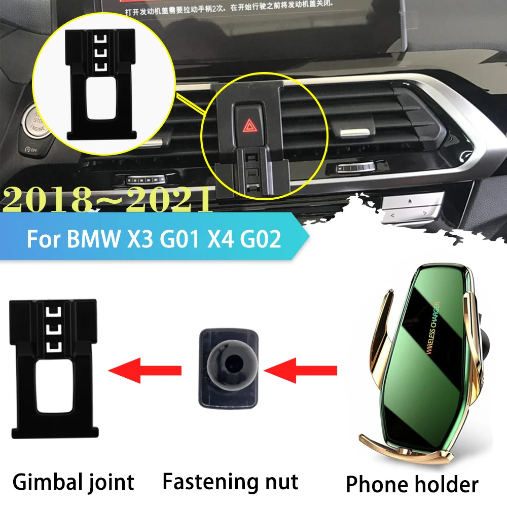 Car Phone Holder for BMW X3 G01 X4 G02 M Sport 2018~2021 2019 2020 GPS Air Vent Clip Stand Support Wireless Charging Accessories