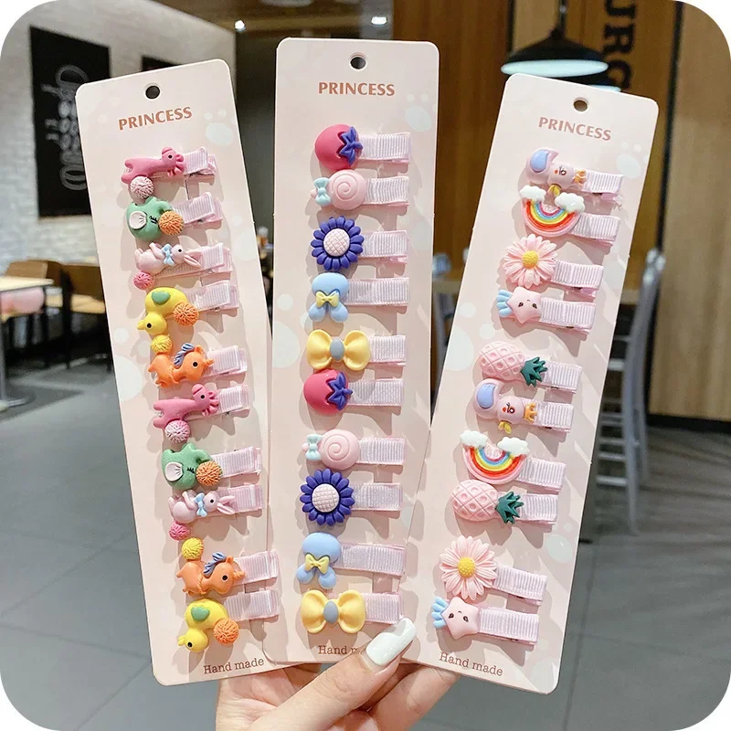 10Pcs Set Baby Hair Clips Cartoon Bows Flower Girls Hairpins Sweet Children Clips Barrettes Baby Hair Accessories