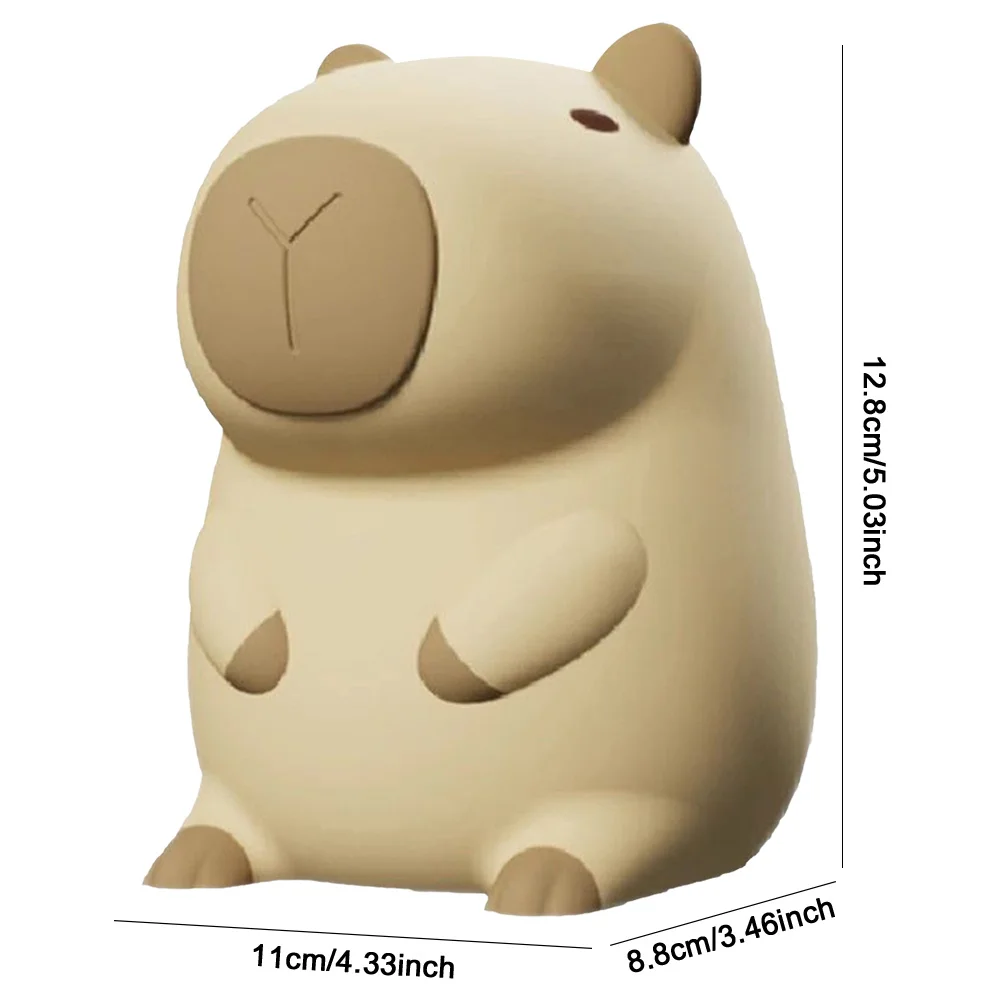 Luz nocturna de capibara, lámpara de noche regulable, 2 engranajes, luz nocturna para guardería, luz de ambiente con carga USB para decoración del hogar y dormitorio