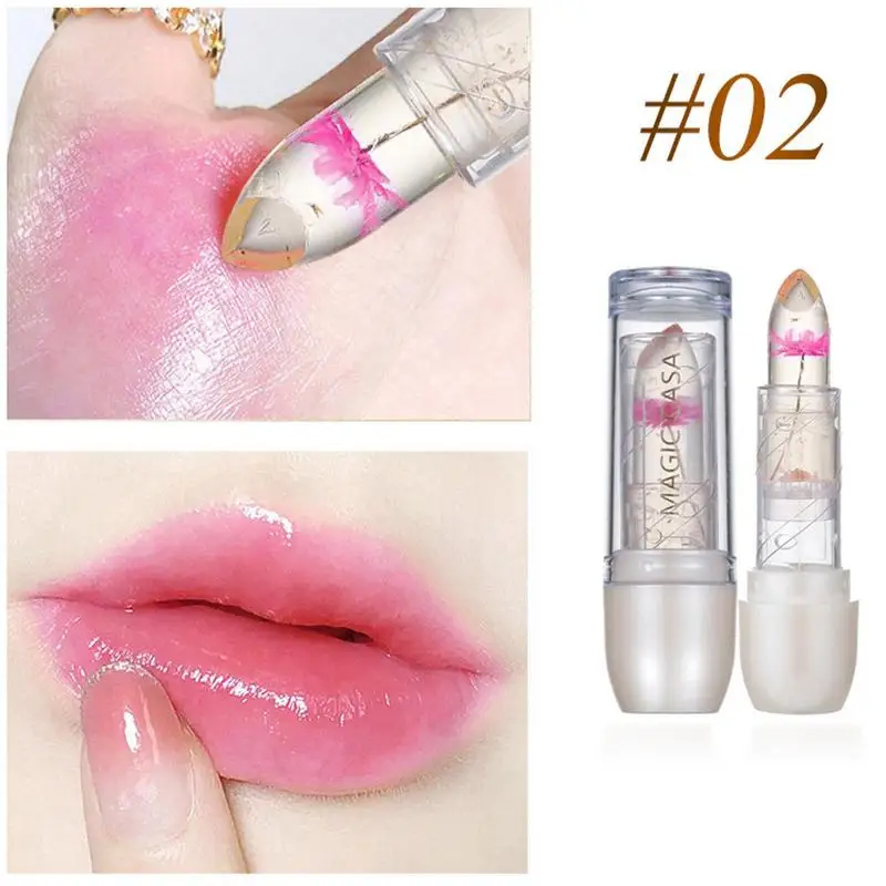 Bálsamo labial que cambia de Color, brillo de labios transparente con flor seca, bálsamo labial hidratante transparente, regalo, accesorios de maquillaje