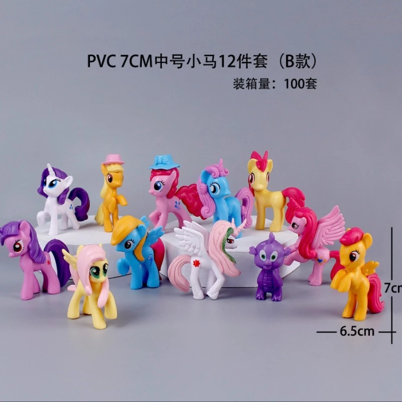 7cm Rainbow Pony Anime Figures Purple Joy Universe Princess Unicorn Dolls Cake Topper Desktop Decor   Cartoon Collection Toy - view 6