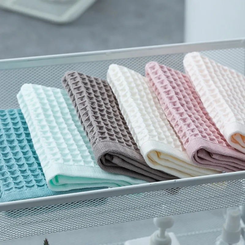 2PCS Cream Cotton Waffle Towels - High Quality Bath Hand Face Towels for Bathroom Sport Household Non-disposable Magic Towel