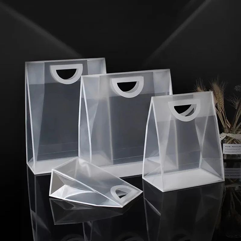 Clear Gift Bag with Handle Transparent Plastic Gift Packaging Boxes Packaging Supplies Wedding Birthday Party Supplies