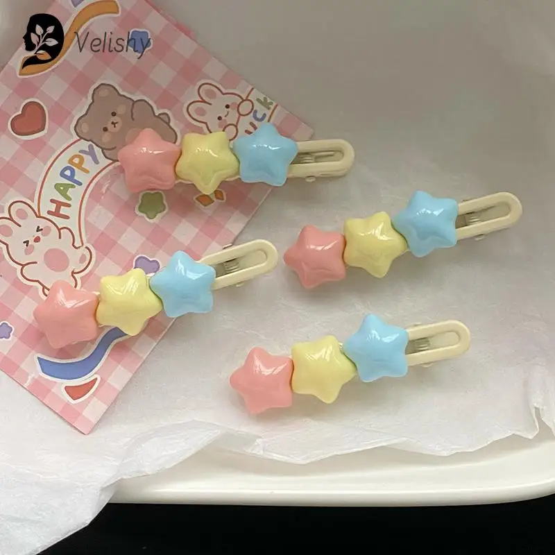 Cute Candy Color Star Hairpin Sweet Pentagram Hair Clips Side Bang Barrettes For Girls Hair Accessories