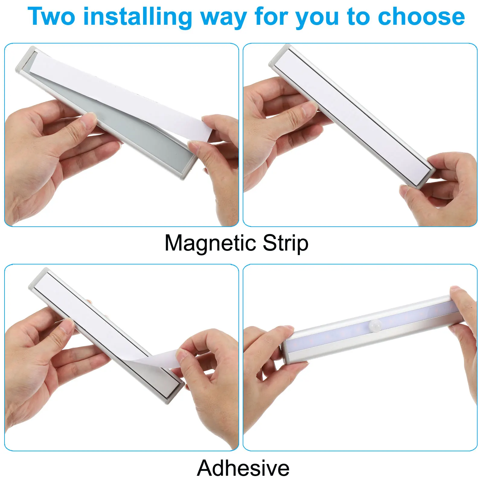 1/3Pcs Motion Sensor Night Lights Indoor LED Stair Lights Battery Operated Under Counter Light Strips for Closet Kitchen Bedroom