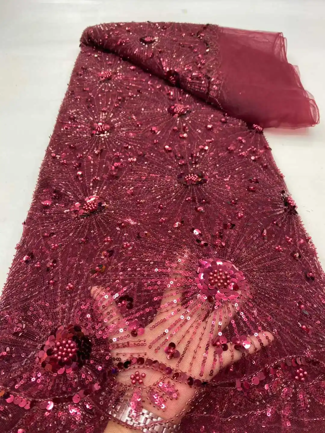 

Французская сетчатая свадебная кружевная ткань с бисером, 2024, африканское кружево с блестками, Лидер продаж 2024, нигерийское свадебное платье для женщин, шитье 5 ярдов