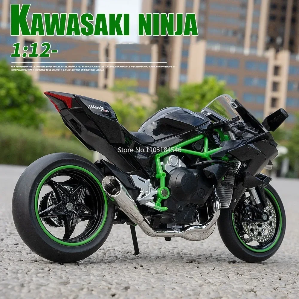 1:12 KAWASAKI H2R Alloy Diecast Motorcycle Model Toy Simulation Metal Heavy Motorcycle Sound And Light Collection Kids Toys Gift