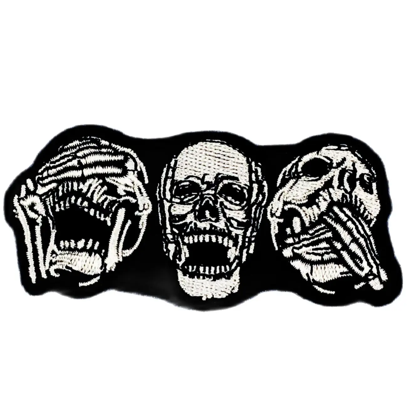 

No Evil Skulls Iron On Patch Hear See Speak No Evil Skeleton Skull Goth Punk ≈7.5-3.7 cm