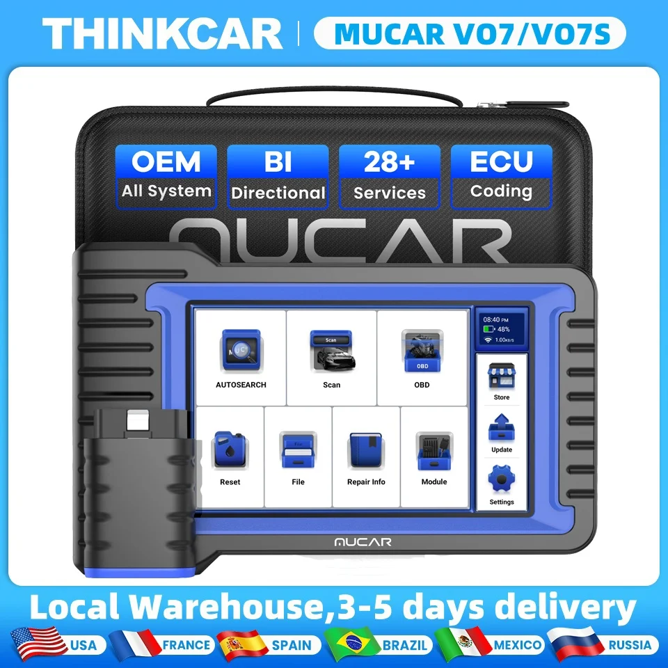 

MUCAR VO7 VO7S Car Diagnostic Tool 28 Reset Lifetime Free Full System OBD2 Scanner With Bi-Directional ECU Coding Function