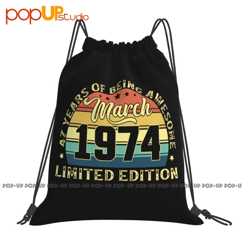 March 1974 47Th Bday Gifts 47 Years Old Caps Baseball Cap Drawstring Bags Gym Bag Fashion Sports Style