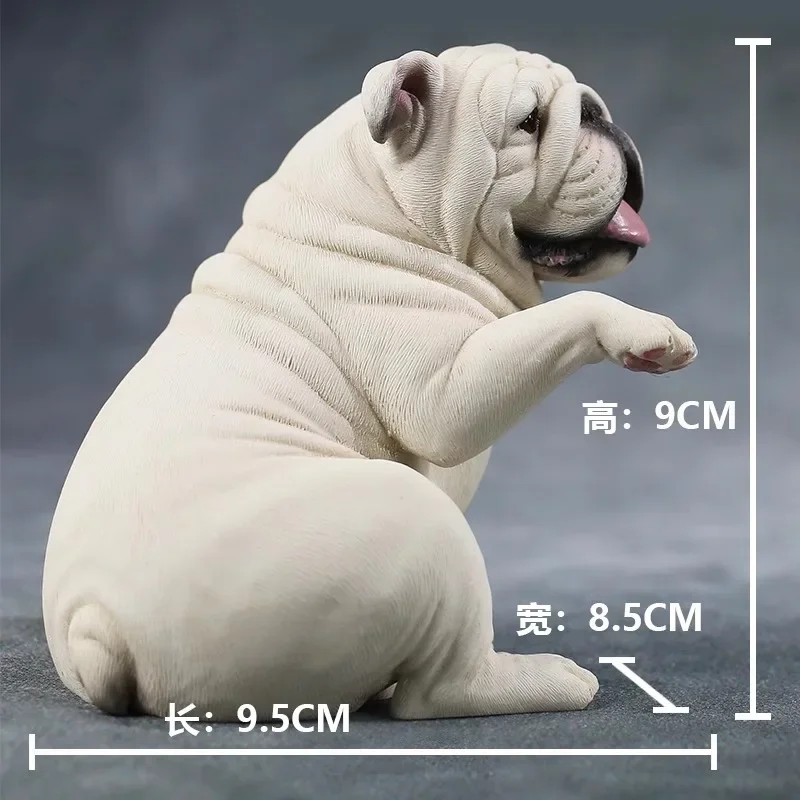 JXK 1/6 Scale Simulated Animals Bulldog Toys Model Smiling Raising Hand Resin Doll for 12inch Collections Furniture for Display