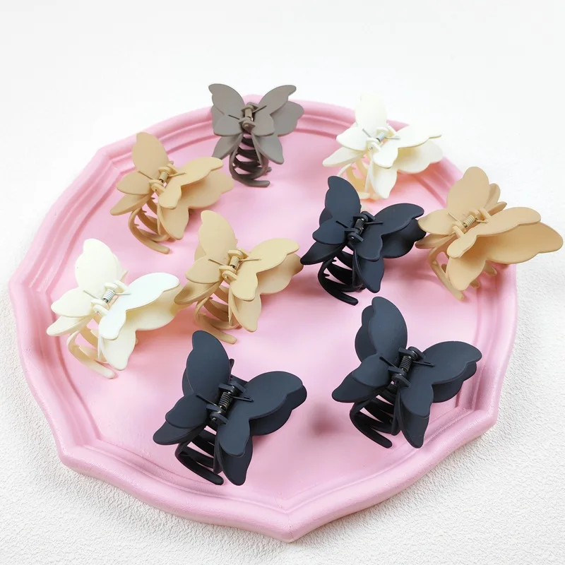 New Sweet Frosted Butterfly Hair Clip Women Simple Solid Color Fashion Exquisite Shark Clip for Girl Hair Accessories