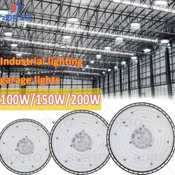 4000K/6500K Light UFO High Bay Light 100/150/200W IP65 Waterproof LED Industrial Lighting for Garage Gym Factory Warehouse