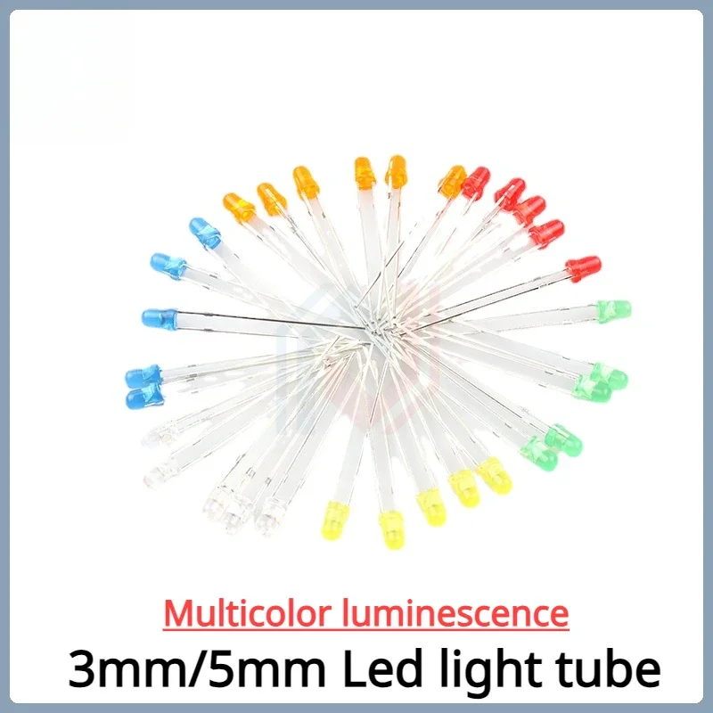 

50pcs/Lot 3mm 5mm Light Emitting Diode Led Red/Green Hair Green/Blue/Yellow Yellow/Orange/White Light Led Luminotron