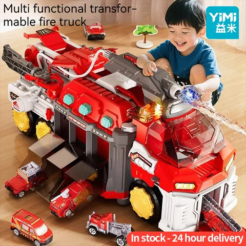 YIMI Fire Truck Toy Fire Ladder Truck Deformation Fire Rescue Spray Water Car for Boy Car Toys