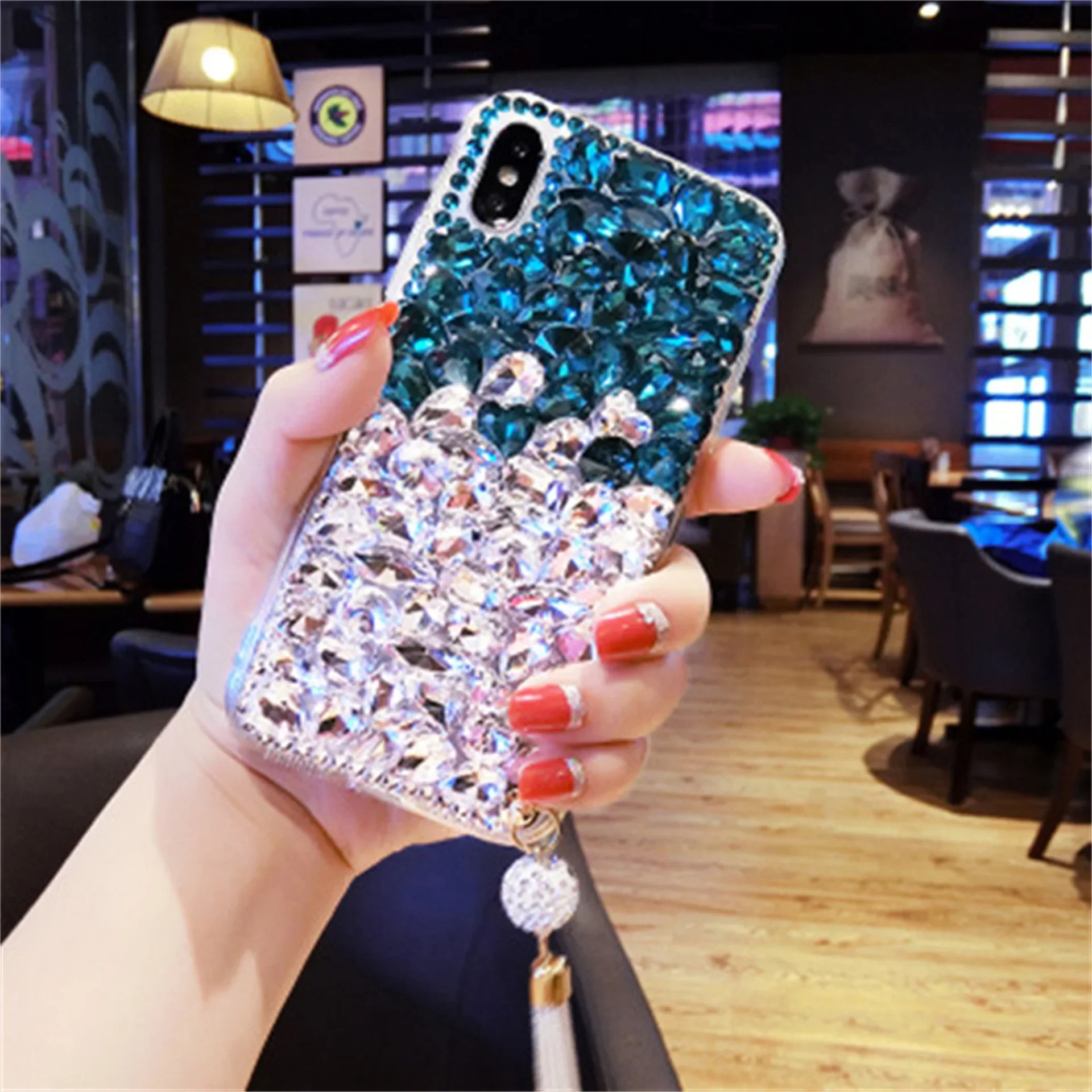 Luxury Bling Rhinestone Diamond Pendant Phone Case, Soft Clear Cover for Xiaomi Redmi 17 12 14 Note 11 13 12 15 Pro Plus