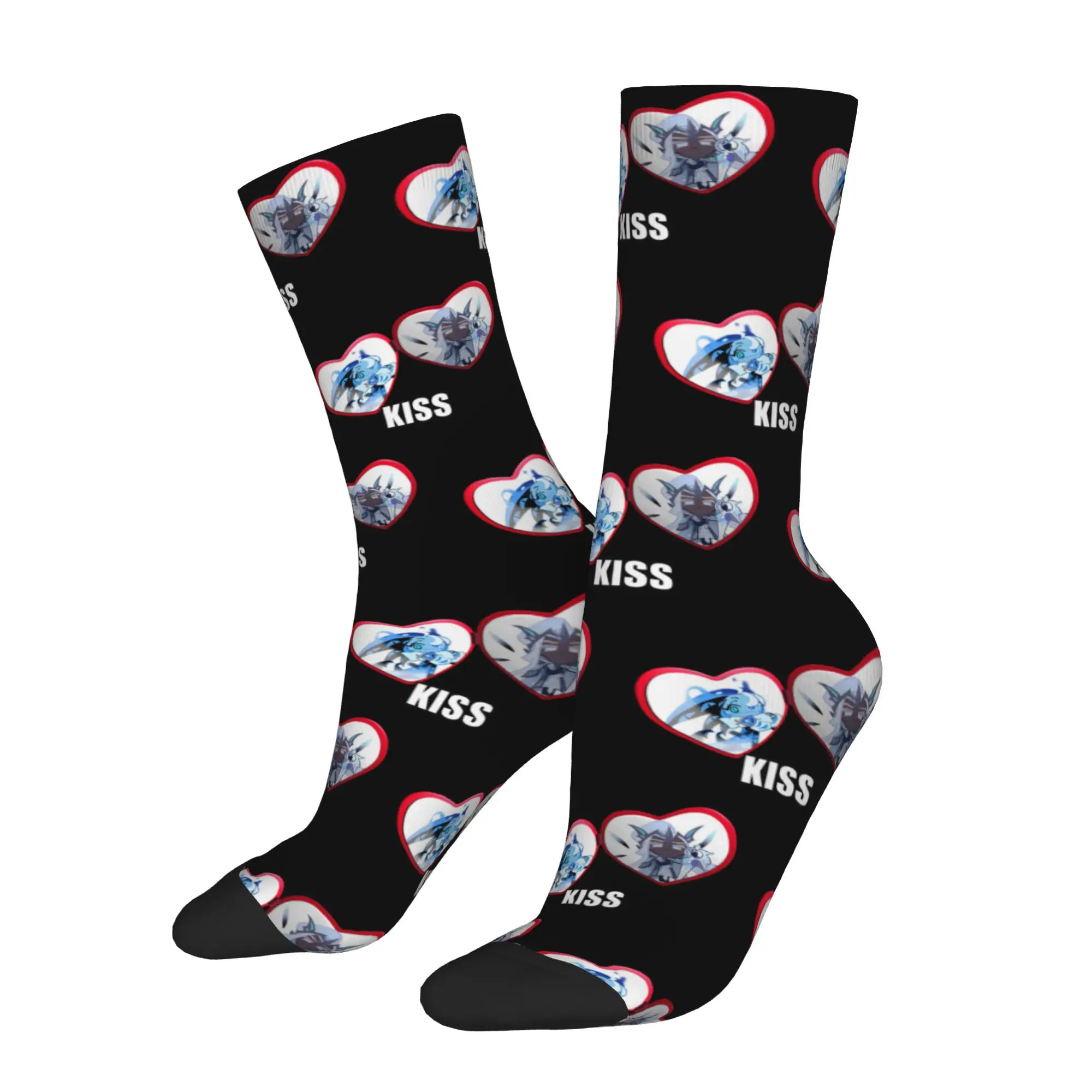 Cookie Run Kingdom Shadow Milk Cookie Design Theme Crew Socks Merch for Unisex Compression Crew Socks