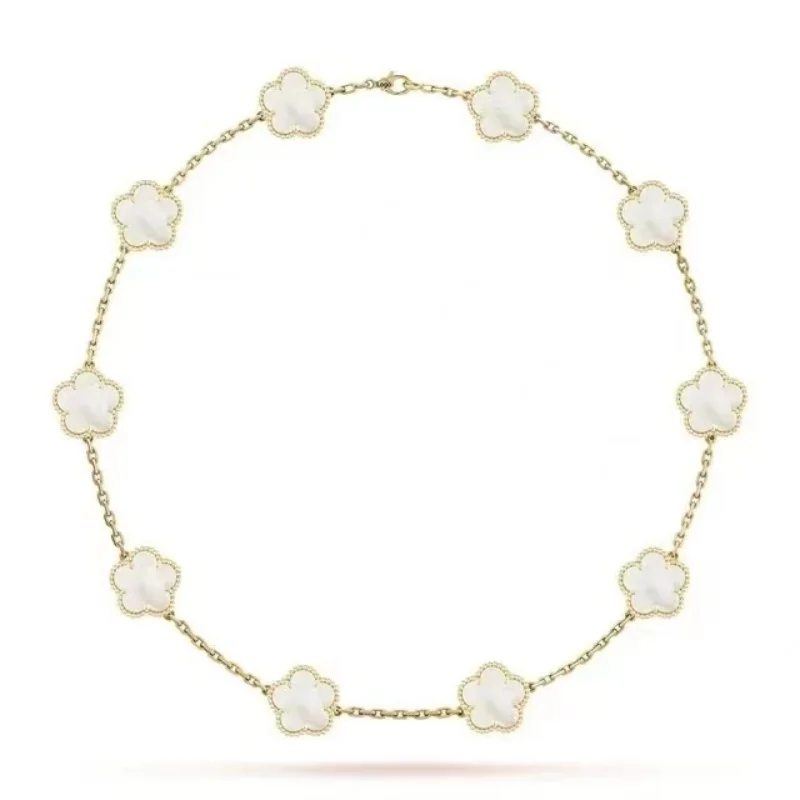 925スターリングシルバー四つ葉のクローバー瑪瑙ネックレス（VANロゴ入り）：エレガンスと洗練さの完璧な象徴