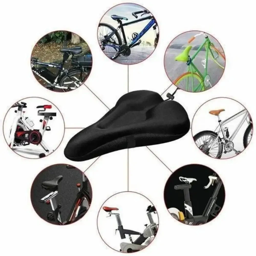 3D-Schwamm- & Silikon-Fahrradsattelbezug Weicher Atmungsaktiver Fahrradsitzkissen Stoßdämpfender Fahrradsitzbezug Fahrradzubehör – Detail 4