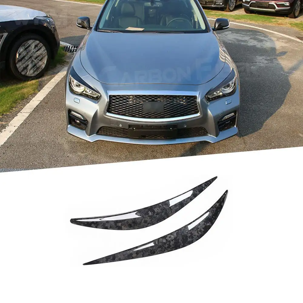 

Real Carbon Fiber Car Front Headlight Eyebrows Sticker Trim For Infiniti Q50 Q50L 2014-2019 Forged Carbon Foglamp Eyebrow