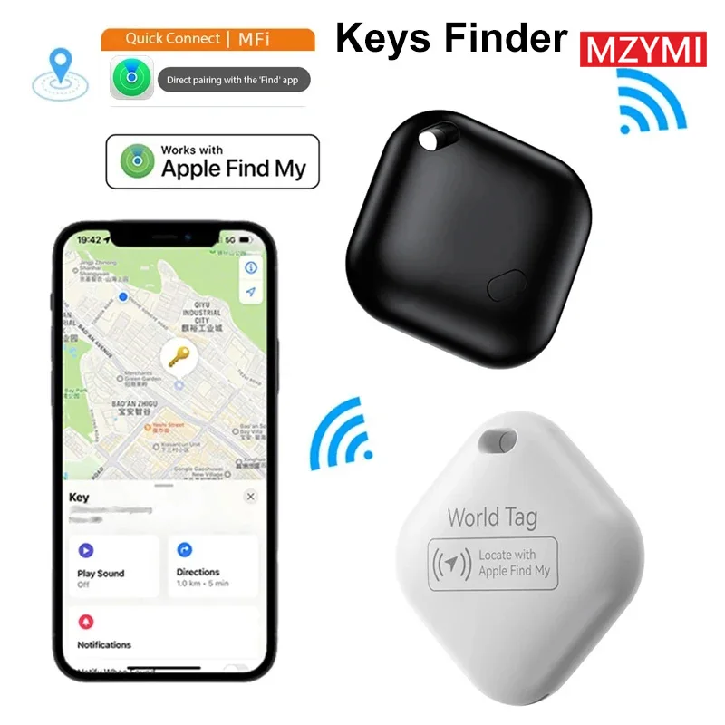 

MZYMI F2 Mini Bluetooth GPS Tracker Kids Pets Keys Locator Smart Tag Finder Device Alarm Location Work With Apple Find My