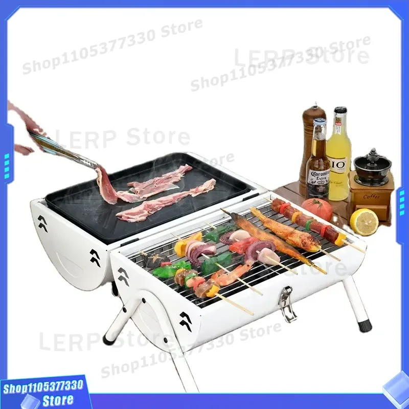 Foldable Portable Metal Charcoal Grill with Steel Frame for Outdoor Camping BBQ 4-5kg Lightweight Compact Design Easy to