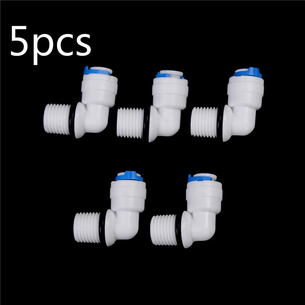 5pcs 1/4" Male Thread - 1/4" OD Tube RO Water Purifier Reverse Osmosis Aquarium System Connector