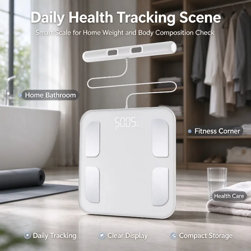 Body Fat Scale Smart 8 Electrode Portable Bluetooth Body Composition Analyzer Mini Weight Scale For Home Personal Health Test