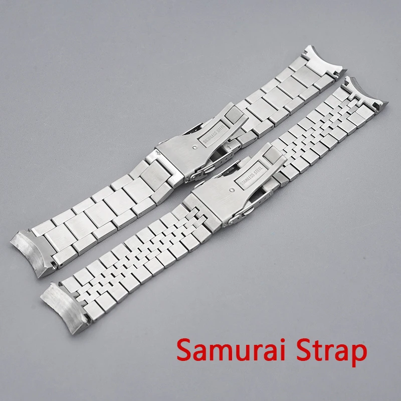 Samurai King Watches Bracelet Folding Clasp Stainless Steel Bracelet Compatible with Samurai King Cases Solid Curved End Strap